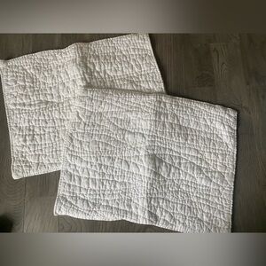 (2) Pottery Barn Linen Blend Pick Stitch Standard Shams White